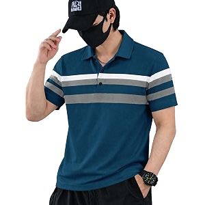 Noble Monk Mens Striped Polo Neck Half