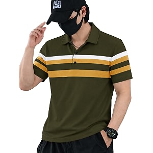 Noble Monk Mens Striped Polo Neck Half