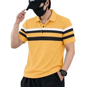 Noble Monk Mens Striped Polo Neck Half