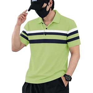Noble Monk Mens Striped Polo Neck Half