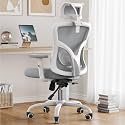 NOBLEWELL Ergonomic Office Chair with Padded Lumbar Support, 2D Headrest, Adjustable Armrests, Upgraded Contoured Seat Cushion, 130° Rocking Tilt, Computer Chair for Home Office, NWOC1W-1