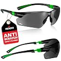 NoCry Safety Glasses with Clear Anti Fog Scratch Resistant Wrap-Around Lenses and No-Slip Grips, UV Protection. Adjustable (Black &amp; Green Tinted 10-pack)