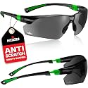 NoCry Safety Sunglasses with Green Tinted Wraparound Lenses; Tinted Safety Glasses for Men and Women with Adjustable Arms &amp; No-Slip Grips; Work Glasses with UV 400 Protection; ANSI Z87.1 Rated