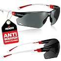 NoCry Safety Sunglasses with Green Tinted Wraparound Lenses; Tinted Safety Glasses for Men and Women with Adjustable Arms &amp; No-Slip Grips; Work Glasses with UV 400 Protection; ANSI Z87.1 Rated