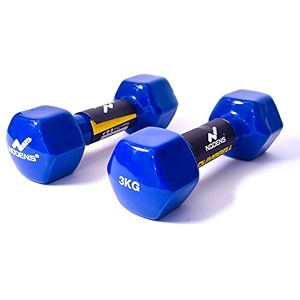 nodens rubber coated professional exercise hex dumbbells pack of 2 3 kg x 2pc total  6 kg vinyl hex dumbell