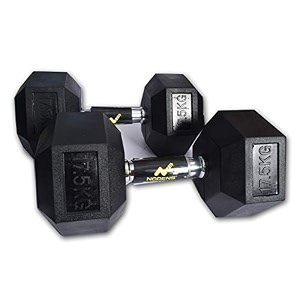 nodens rubber coated professional exercise hex dumbbells black 175 kg x 2pc total  35 kg