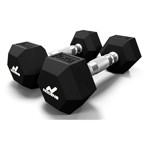 nodens rubber coated professional exercise hex dumbbells pack of 2 5 kg x 2pc total  10 kg