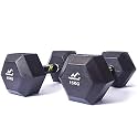 NODENS Rubber Coated Professional Exercise Hex Dumbbells (Pack of 2) (2.5 Kg X 2Pc (Total = 5 Kg), Hex Dumbell), Black (Black, 15 Kg x 2pc (Total = 30 kg))
