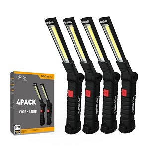 nodinihu working light portable rechargeable work lights with magnetic base hanging hook360 rotate 5 modescob led 800 lumens foldable inspection light for car repair grill and outdoor use4pack