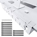 NODOCA No Drill Under Desk Cable Management Tray, 17'' Wire Management, Punch-Free Clamp on, Metal Cable Tray, Wire Organizer Under Desk, Under Desk Basket for Office and Home, White(2 Packs)
