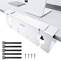 NODOCA No Drill Under Desk Cable Management Tray, 17'' Wire Management, Punch-Free Clamp on, Metal Cable Tray, Wire Organizer Under Desk, Under Dessk Basket for Office and Home, White