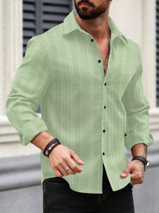 Nofilter Men Self Design Casual Light Green