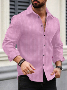 Nofilter Men Self Design Casual Pink Shirt