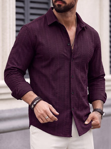 Nofilter Men Self Design Casual Purple Shirt