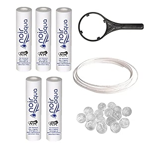 noir aqua 5pcs pp spun filter  1 spanner  5pcs antiscalant balls  2 meter 1434 water pipe  for all types of ro water purifiers ro spun filter cartridge sponge replacement water filter candle