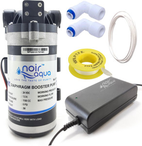 noir aqua ro booster pump motor 100 gpd heavy duty diaphragm motor  smps power supply solid filter cartridge