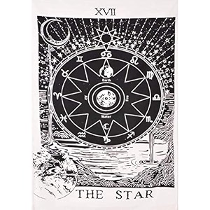 nokhwal moon sun tarot tapestry wall hanging - handmade printed design cotton wall dcor poster g 40x30 inches