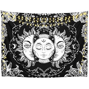 nokhwal tapestry wall hanging moon sun tarot tapestry handmade printed design cotton wall hanging tapestry wall dcor tapestry poster b 40x30 inches