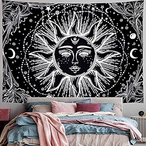 nokhwal tapestry wall hanging moon sun tarot tapestry handmade printed design cotton wall hanging tapestry wall dcor tapestry poster a 84x54 inches