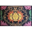 NOKHWAL Tapestry Wall Hanging Moon Sun Tarot Tapestry Handmade Printed Design Cotton Wall Hanging Tapestry Wall Décor Tapestry Poster (E, 84x54 Inches)