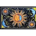 NOKHWAL Moon Sun Tarot Tapestry Wall Hanging - Handmade Printed Design Cotton Wall Décor Poster (E, 40x30 Inches)
