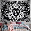 NOKHWAL Tapestry Wall Hanging Moon Sun Tarot Tapestry Handmade Printed Design Cotton Wall Hanging Tapestry Wall Décor Tapestry Poster (A, 84x54 Inches)