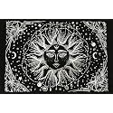 NOKHWAL Moon Sun Tarot Tapestry Wall Hanging - Handmade Printed Design Cotton Wall Décor Poster (A, 40x30 Inches)