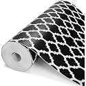 Non Adhesive Shelf Liners for Kitchen Cabinets, Non Slip Drawer Liners for Kitchen, Waterproof Cabinet Liners for Shelves, Fridge Liner for Dresser/Fridge/Bathroom (Black Window, 45 cm X 5 m)