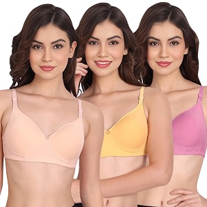 non padded bra for women - made of pure cotton full coverage non wired seamless pushup soft cup for t-shirt saree dress sports garment for daily use everyday yellow