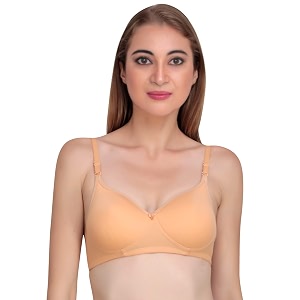 non padded bra for women - made of pure cotton full coverage non wired seamless pushup soft cup for t-shirt saree dress sports garment for daily use everyday yellow