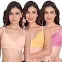 Non Padded Bra for Women - Made of Pure Cotton Full Coverage Non Wired Seamless Pushup Soft Cup for T-Shirt Saree Dress Sports Garment for Daily Use Everyday Yellow