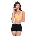 Non Padded Bra for Women - Made of Pure Cotton Full Coverage Non Wired Seamless Pushup Soft Cup for T-Shirt Saree Dress Sports Garment for Daily Use Everyday Yellow