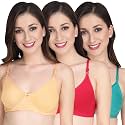 Non Padded Bra for Women - Made of Pure Cotton Full Coverage Non Wired Seamless Pushup Soft Cup for T-Shirt Saree Dress Sports Garment for Daily Use Everyday Yellow