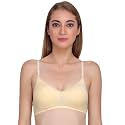 Non Padded Bra for Women - Made of Pure Cotton Full Coverage Non Wired Seamless Pushup Soft Cup for T-Shirt Saree Dress Sports Garment for Daily Use Everyday Yellow