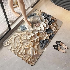 Non-Slip 3D Floral Bath Mat Quick Dry