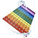 Non Slip Bathtub Mat | Double-Layered Shower Floor Mat with Suction Cups | EZ-Dry Construction | Non-Toxic, BPA, Latex, Phthalate, PVC Free (Rainbow)