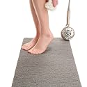 Non Slip Bathtub Mat Shower Mat for Tub - Loofah Bath Mats for Bathroom - 31x16 Bathtub Floor Mat - Textured Anti Slip Bath Mat Without Suction Cups - Secure Mat for Wet Areas (31x16 Gray)