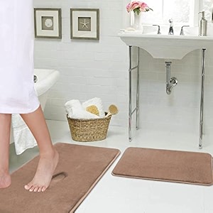 non slip super soft memory foam solid bath mat set non slip absorbent bath rugs machine washable taupe size w20 x l32 amp w17 x l24