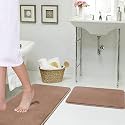 Non Slip Super Soft Memory Foam Solid Bath Mat Set Non Slip Absorbent Bath Rugs Machine Washable (Taupe, Size: W20 x L32 &amp; W17 x L24)