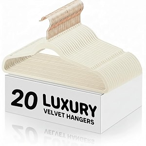 non-slip velvet hangers - suit hanger ultra thin space saving 360 degree swivel hook strong and durable clothes hangers 20 cream