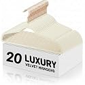 Non-Slip Velvet Hangers - Suit Hanger Ultra Thin Space Saving 360 Degree Swivel Hook Strong and Durable Clothes Hangers (20, Cream)