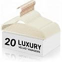 Non-Slip Velvet Hangers - Suit Hanger Ultra Thin Space Saving 360 Degree Swivel Hook Strong and Durable Clothes Hangers (20, Cream)