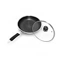Non-Stick Honeycomb Triply Stainless Steel Frying Pan with Glass Lid, 24 cm - 2.3L, Fast & Even Heating, Induction & Gas