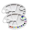 Non-Stick Paint Palette 2 PCS Artist Paint Mixing Tray Palette Oval Shaped Easy Clean Art Palette 17 Wells (2 PCS)