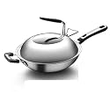 Non-Stick Pan Stainless Steel Wok Multi-Function Household Induction Cooker Gas Range an All-Purpose Wok (Color : Style 1) (Style 1)