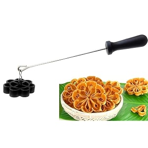 non stick rose cookie maker  achappam sweet achu murukku mold  gulabi puvvulu traditional cookie amp snack shaper  easy-to-use kitchen tool for crispy snacks amp festival sweets