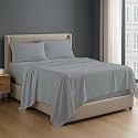 NON Sticky cotton 4 Piece Egyptian Cotton Fitted Premium Sheet Set Twin XXL, 6 Inch Deep Pocket of Cotton Sheets, Light Grey Solid