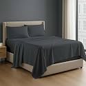 NON Sticky cotton 4 Piece Egyptian Cotton Fitted Premium Sheet Set Twin XXL, 15 Inch Deep Pocket of Cotton Sheets, Dark Grey Solid