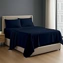 NON Sticky cotton 4 Piece Egyptian Cotton Fitted Premium Sheet Set Twin XXL, 30 Inch Deep Pocket of Cotton Sheets, Navy Blue Solid