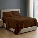 NON Sticky cotton 4 Piece Egyptian Cotton Fitted Premium Sheet Set Full XXL, 9 Inch Deep Pocket of Cotton Sheets, Chocolate Solid